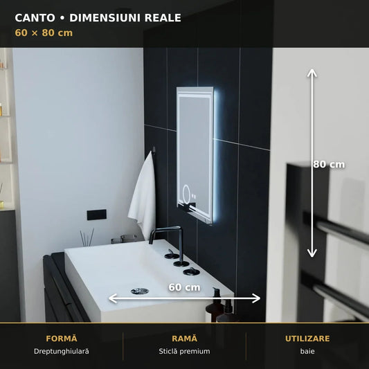 Oglindă LED CANTO 60x80 cm – dimensiuni și format