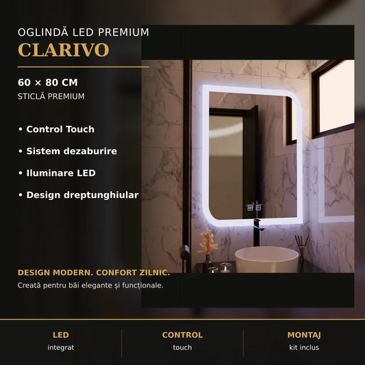 Oglindă LED Clarivo 60x80 cm – imagine premium