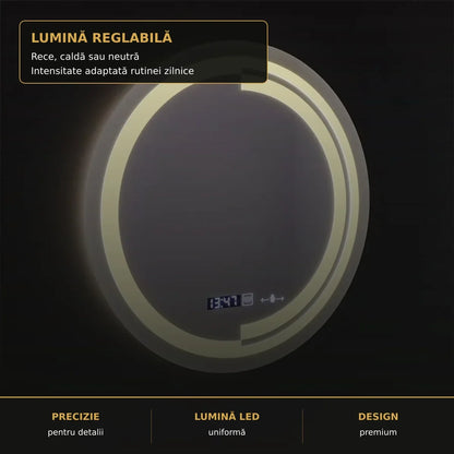 Oglindă LED Consuel Ø60 cm – detaliu premium