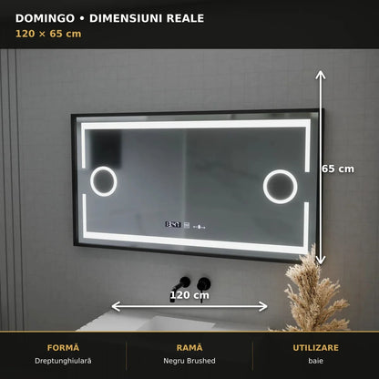 Oglindă LED Domingo 120x65 cm – dimensiuni și format