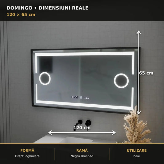 Oglindă LED Domingo 120x65 cm – dimensiuni și format