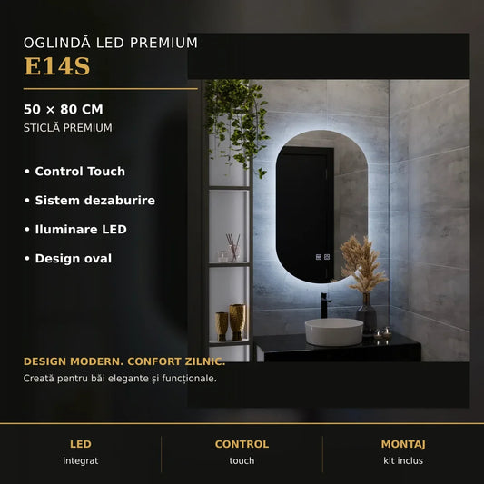 Oglindă LED E14S 50x80 cm – imagine premium