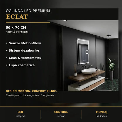 Oglindă LED Eclat 50x70 cm – imagine premium