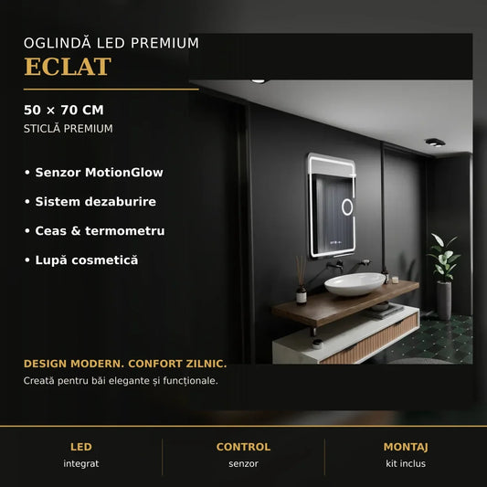 Oglindă LED Eclat 50x70 cm – imagine premium