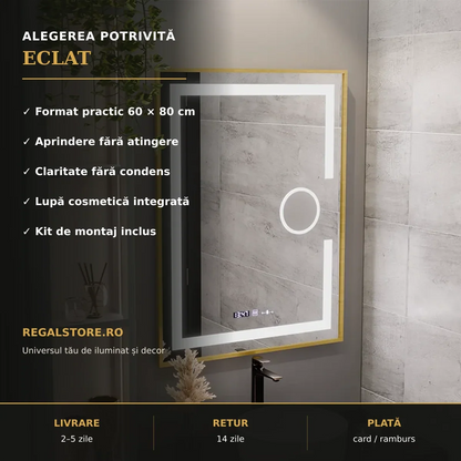 Oglindă LED Eclat 60x80 cm – beneficii principale
