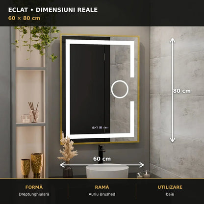 Oglindă LED Eclat 60x80 cm – dimensiuni și format