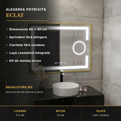 Oglindă LED Eclat 80x60 cm – beneficii principale