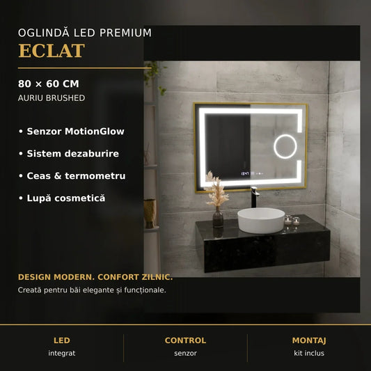 Oglindă LED Eclat 80x60 cm – imagine premium