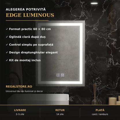 Oglindă LED Edge Luminous 60x80 cm – beneficii principale