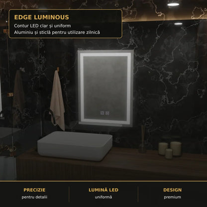 Oglindă LED Edge Luminous 60x80 cm – detaliu premium