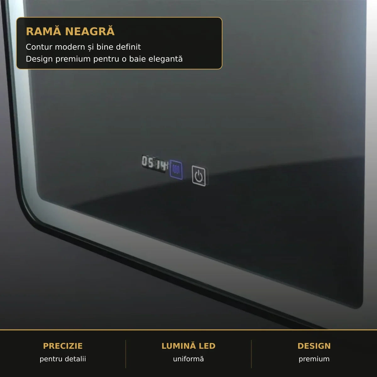 Oglindă LED EDGE 70x90 cm – detaliu premium