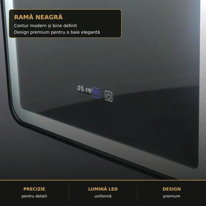 Oglindă LED EDGE 70x90 cm – detaliu premium