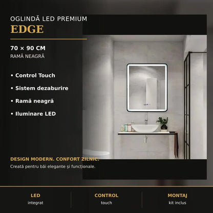 Oglindă LED EDGE 70x90 cm – imagine premium