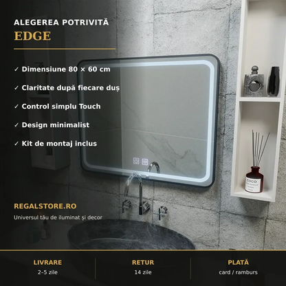 Oglindă LED EDGE 80x60 cm – beneficii principale