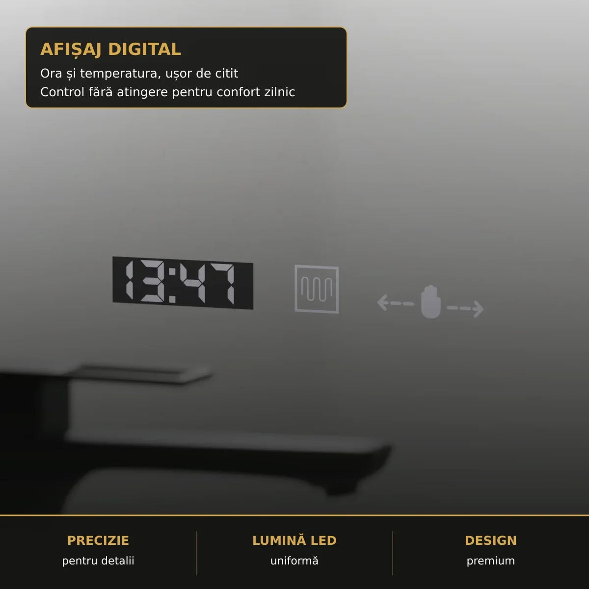 Oglindă LED ELANCEE 50x70 cm – detaliu premium