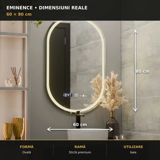 Oglindă LED Eminence 60x80 cm – dimensiuni și format