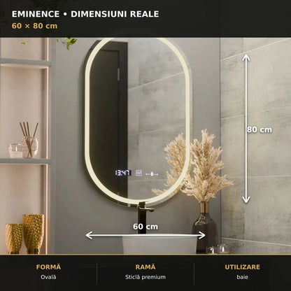 Oglindă LED Eminence 60x80 cm – dimensiuni și format