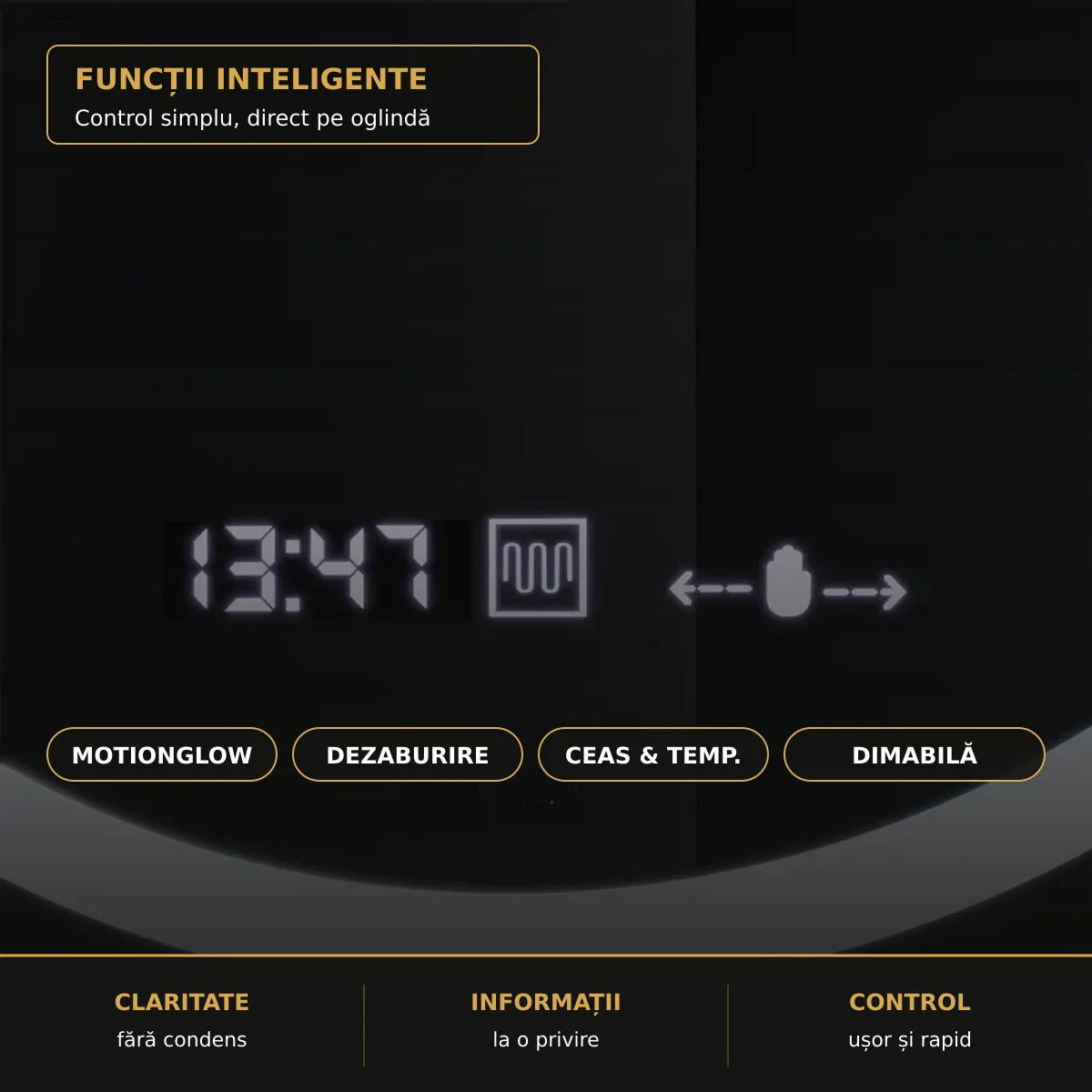 Oglindă LED Eminence 60x80 cm – funcții inteligente