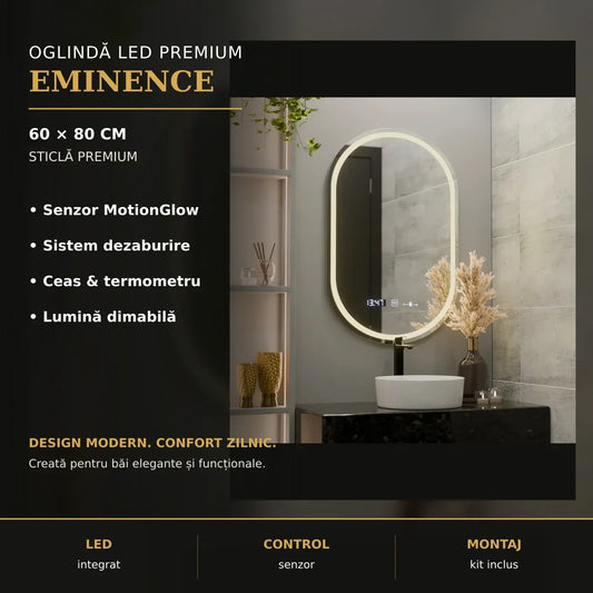 Oglindă LED Eminence 60x80 cm – imagine premium