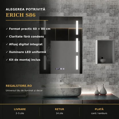 Oglindă LED Erich S86 60x80 cm – beneficii principale