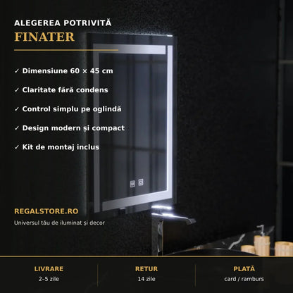 Oglindă LED Finater 60x45 cm – beneficii principale