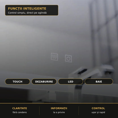 Oglindă LED Finater 60x45 cm – funcții inteligente