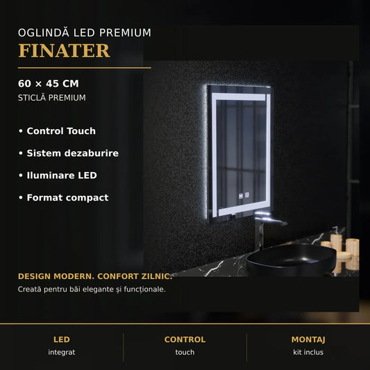 Oglindă LED Finater 60x45 cm – imagine premium