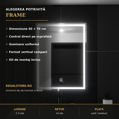 Oglindă LED FRAME 50x70 cm – beneficii principale