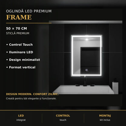 Oglindă LED FRAME 50x70 cm – imagine premium