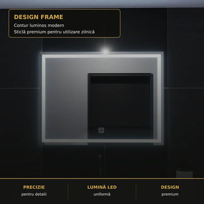 Oglindă LED FRAME 80x60 cm – detaliu premium