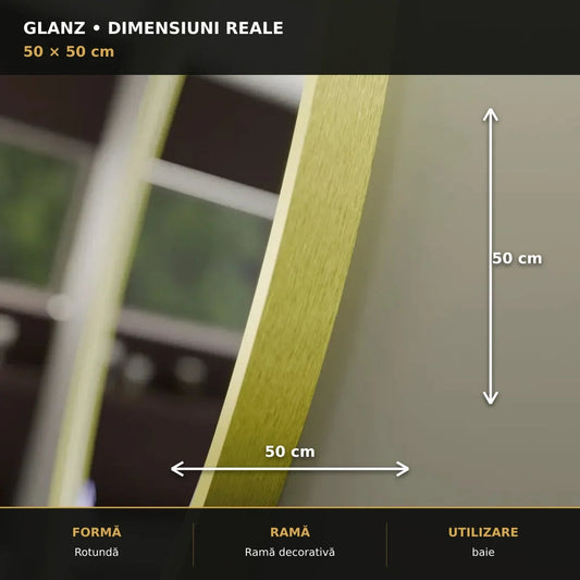 Oglindă LED Glanz Ø50 cm – dimensiuni și format