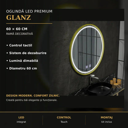 Oglindă LED Glanz Ø60 cm – imagine premium