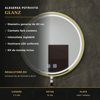 Oglindă LED Glanz Ø80 cm – beneficii principale