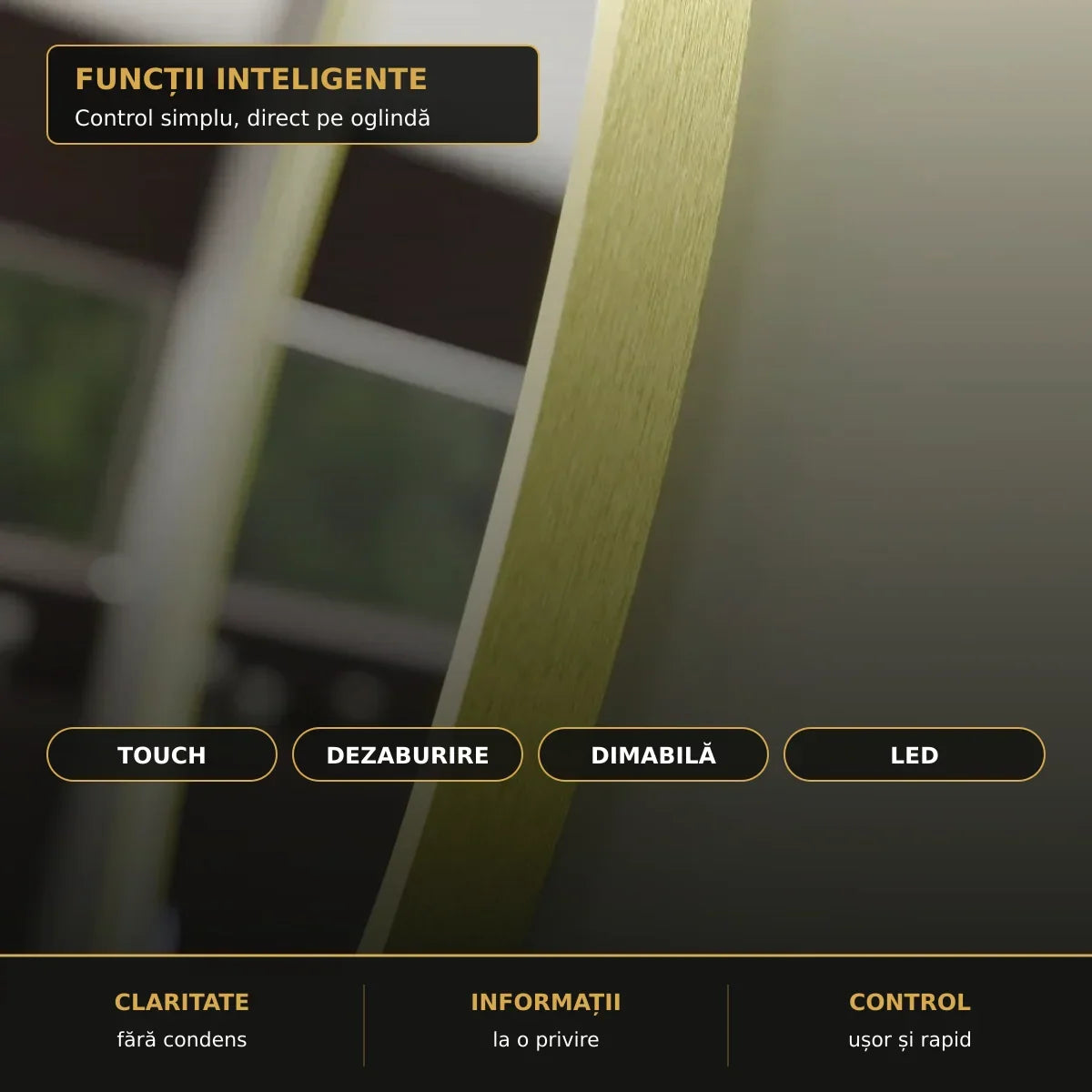 Oglindă LED Glanz Ø80 cm – funcții inteligente