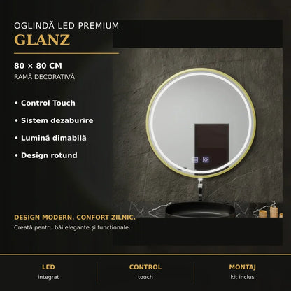 Oglindă LED Glanz Ø80 cm – imagine premium
