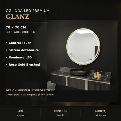Oglindă LED Glanz Ø70 cm – imagine premium