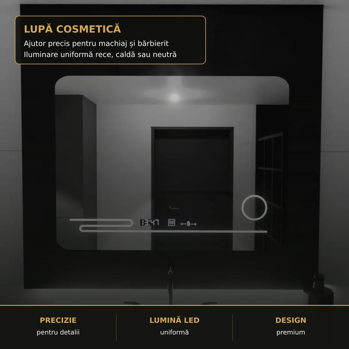 Oglindă LED Harmonie 80x60 cm – detaliu premium
