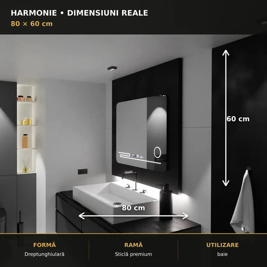 Oglindă LED Harmonie 80x60 cm – dimensiuni și format