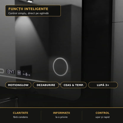 Oglindă LED Harmonie 80x60 cm – funcții inteligente