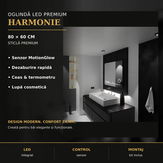 Oglindă LED Harmonie 80x60 cm – imagine premium