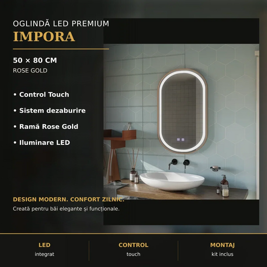 Oglindă LED Impora 50x80 cm – imagine premium