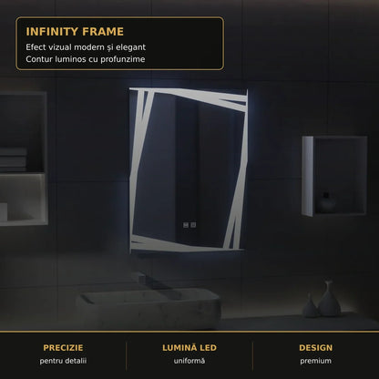 Oglindă LED Infinitum 60x80 cm – detaliu premium