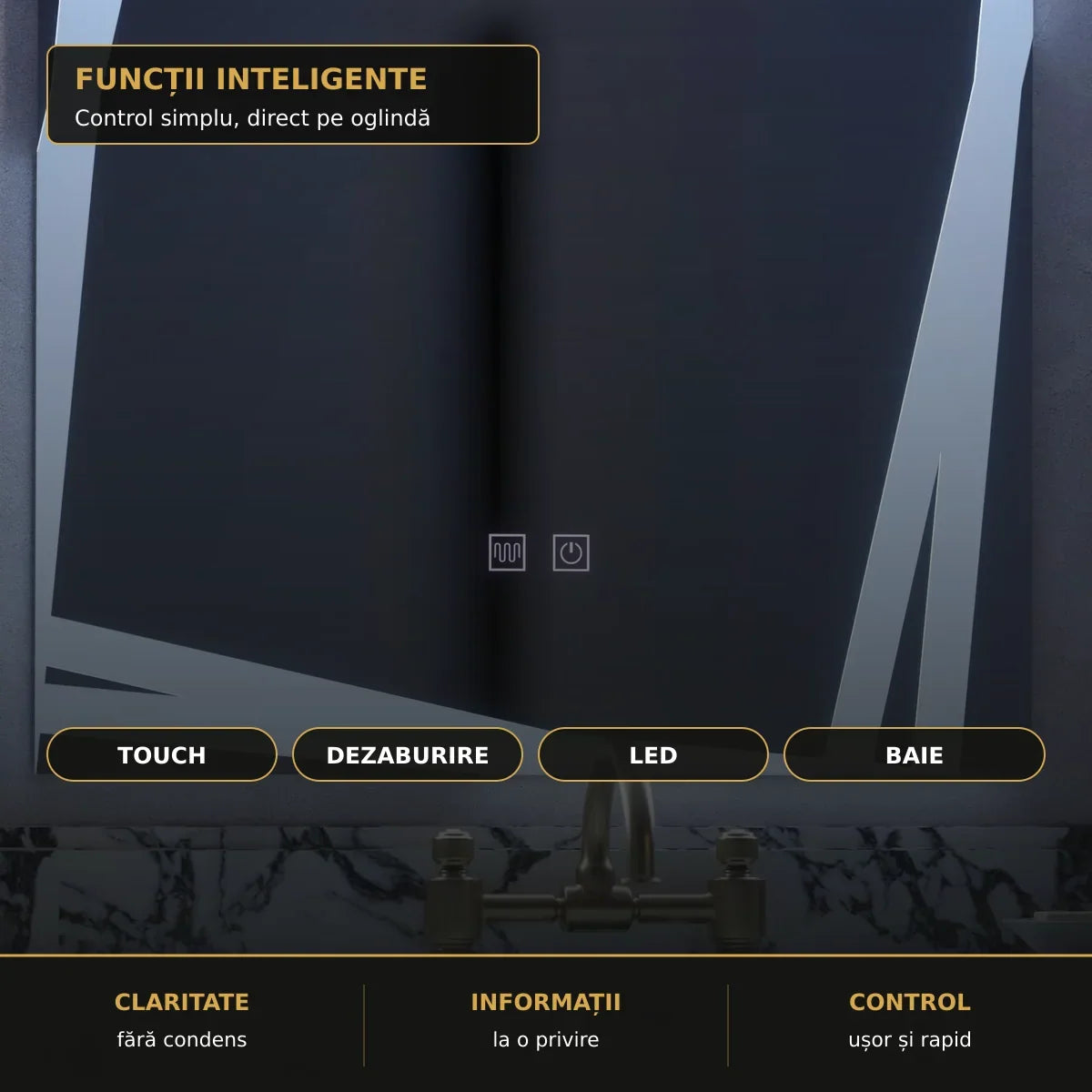 Oglindă LED Infinitum 60x80 cm – funcții inteligente
