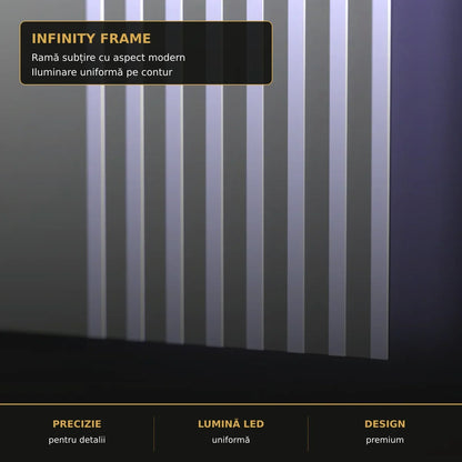 Oglindă LED Infinity Frame 80x60 cm – detaliu premium