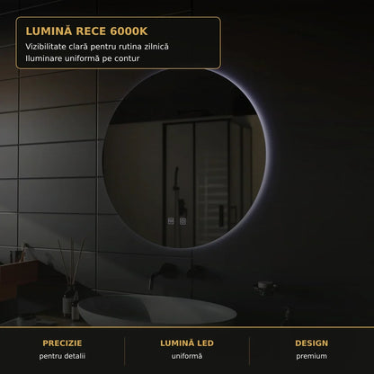 Oglindă LED Isolda Ø50 cm – detaliu premium