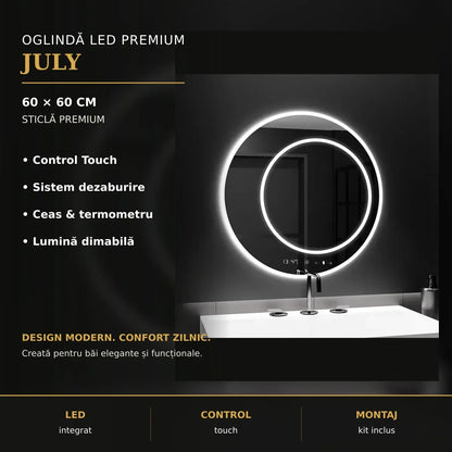 Oglindă LED July Ø60 cm – imagine premium