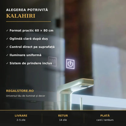 Oglindă LED Kalahiri 60x80 cm – beneficii principale