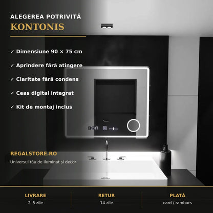 Oglindă LED Kontonis 90x75 cm – beneficii principale
