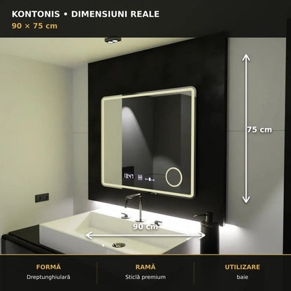 Oglindă LED Kontonis 90x75 cm – dimensiuni și format