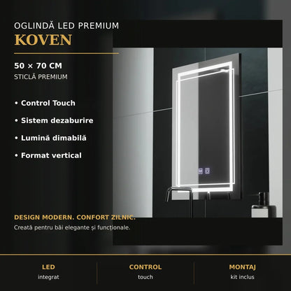 Oglindă LED Koven 50x70 cm – imagine premium